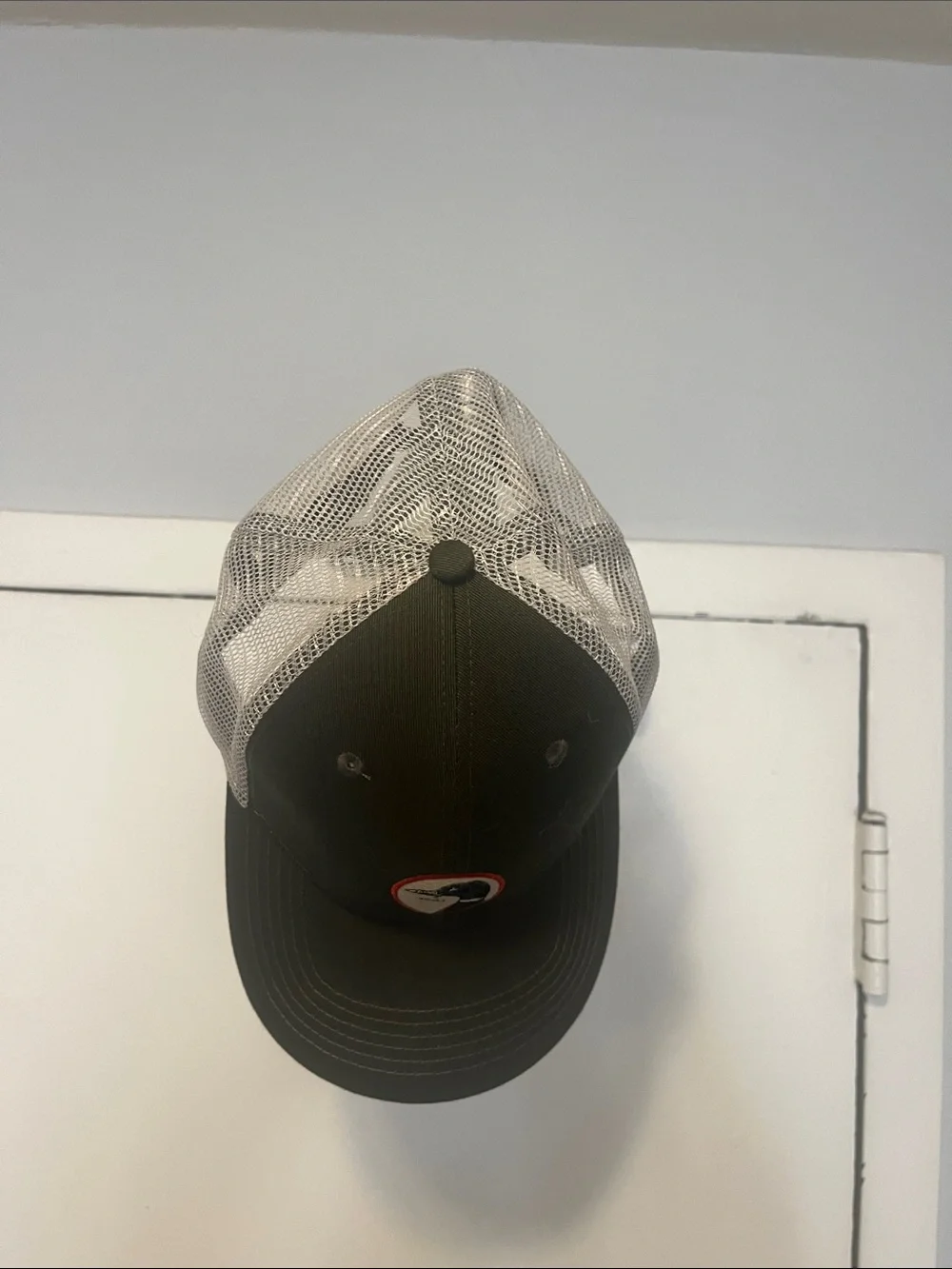Duck Head Olive Green and White Mesh Trucker Hat with Duck Patch